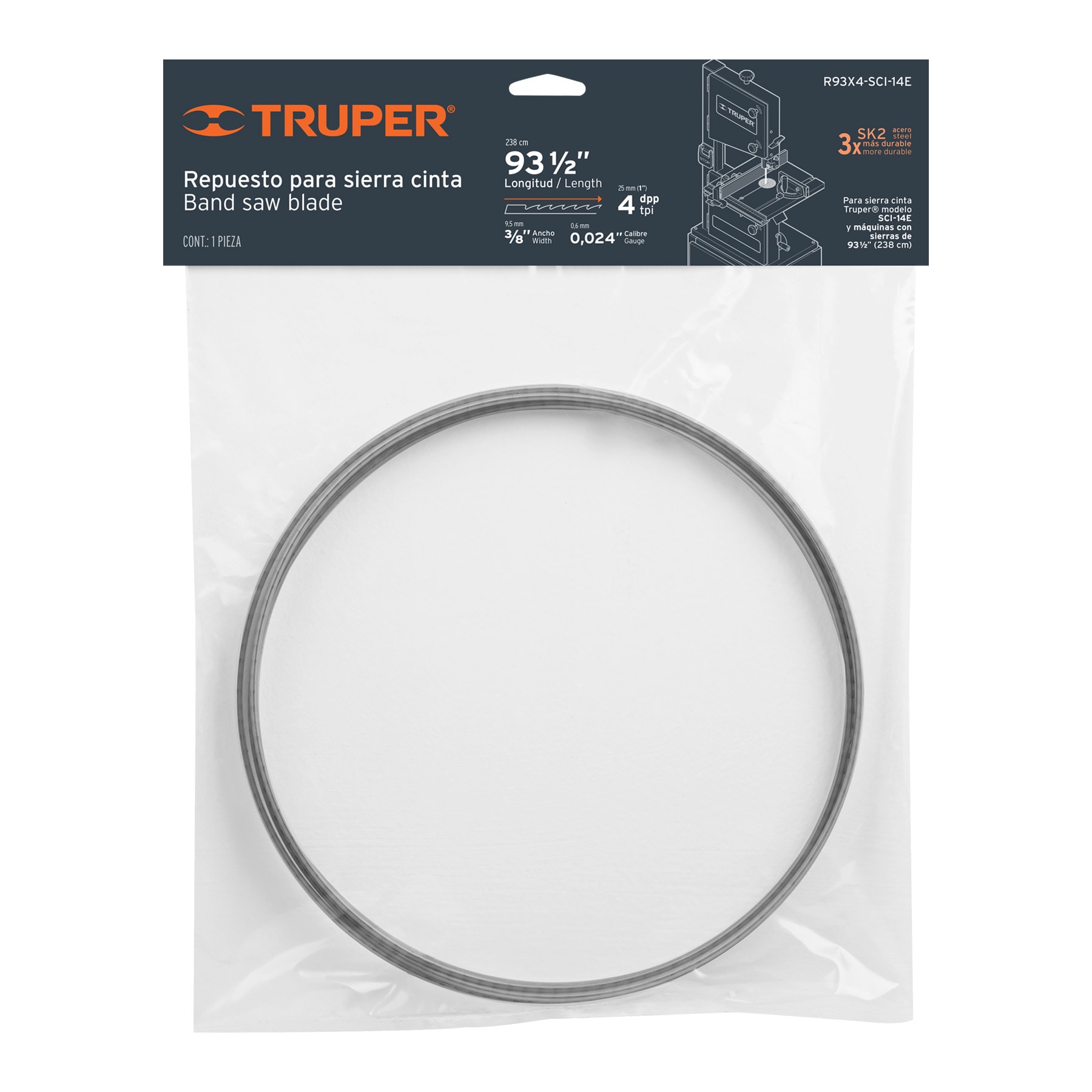 Repuesto sierra 93' x 4 dpp, para sierra cinta SCI-14E - R93X4-SCI-14E / 16287 Repuesto sierra 93' x 4 dpp, para sierra cinta SCI-14E - R93X4-SCI-14E / 16287