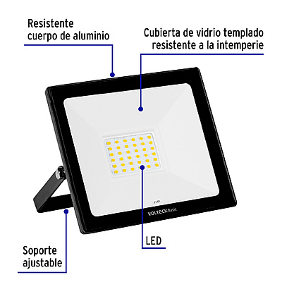 Reflector LED para exteriores 30W 3000K, VOLTECK BASIC - REF-402LC / 28091