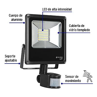 Reflector LED para exteriores 20W 6500K con sensor, VOLTECK - 48229 - REF-901L - Caja con 2 Pieza – Master 4