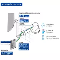 Regadera eléctrica, 4 temperaturas, 16.5cm, blanca, Foset - REGEL-6 / 40237 Regadera eléctrica, 4 temperaturas, 16.5cm, blanca, Foset - REGEL-6 / 40237