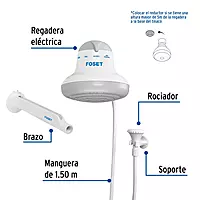 Regadera eléctrica, 4 temperaturas, 16.5cm, gris, Foset - REGEL-6G / 40238 Regadera eléctrica, 4 temperaturas, 16.5cm, gris, Foset - REGEL-6G / 40238