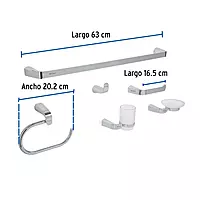 Juego de accesorios para baño, cromado, 6 piezas, Riviera - RIA-7000 / 45211 Juego de accesorios para baño, cromado, 6 piezas, Riviera - RIA-7000 / 45211