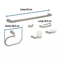 Juego de accesorios para baño,satinado, 6 piezas, Riviera - RIA-7000N / 45226