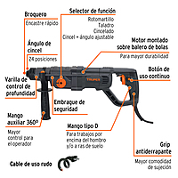 Rotomartillo SDS Plus 3 Joules 850 W, industrial, Truper - ROEL-30N / 19319 Rotomartillo SDS Plus 3 Joules 850 W, industrial, Truper - ROEL-30N / 19319