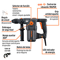 Rotomartillo SDS Plus 6 Joules 1600 W, industrial, Truper - ROEL-60N / 19323 Rotomartillo SDS Plus 6 Joules 1600 W, industrial, Truper - ROEL-60N / 19323