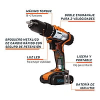 Rotomartillo inalámbrico, batería ion litio, 18 V, 1/2' - ROTI-18A2 / 18155 Rotomartillo inalámbrico, batería ion litio, 18 V, 1/2' - ROTI-18A2 / 18155