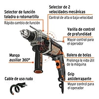 Rotomartillo 1/2' 900 W, industrial, Truper - ROTO-1/2N7 / 19324 Rotomartillo 1/2' 900 W, industrial, Truper - ROTO-1/2N7 / 19324