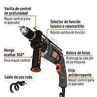 Rotomartillo 1/2' 750 W, industrial, Truper - ROTO-1/2N8 / 15683 Rotomartillo 1/2' 750 W, industrial, Truper - ROTO-1/2N8 / 15683