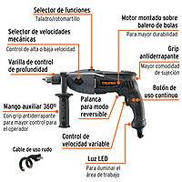 Rotomartillo 1/2' 1200 W, industrial, Truper - ROTO-1/2NX2 / 16666 Rotomartillo 1/2' 1200 W, industrial, Truper - ROTO-1/2NX2 / 16666