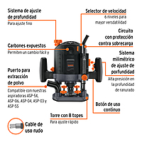 ROU-N3 Rebajadora industrial 1-3/4 HP Truper