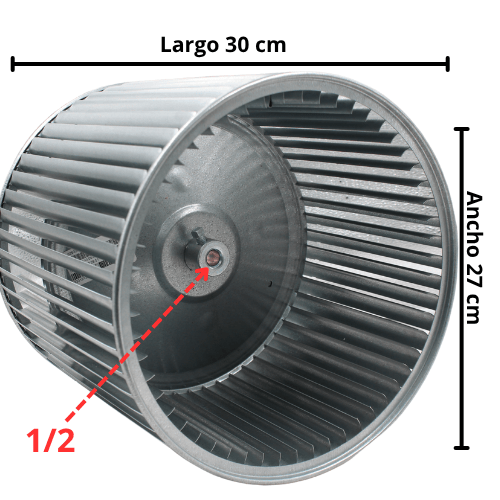 Turbina para evaporador largo 30cm, Ancho 27cm, Aro 1/2 - S1-026-32088-003