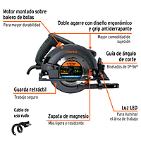 Sierra circular 7-1/4' 1800 W, industrial, Truper - SICI-7-1/4N4 / 11779 Sierra circular 7-1/4' 1800 W, industrial, Truper - SICI-7-1/4N4 / 11779