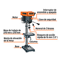 Taladro de piso 13", 3/4 HP (560 W), broquero 5/8", Truper TAPI-13 / 16178 Taladro de piso 13", 3/4 HP (560 W), broquero 5/8", Truper TAPI-13 / 16178