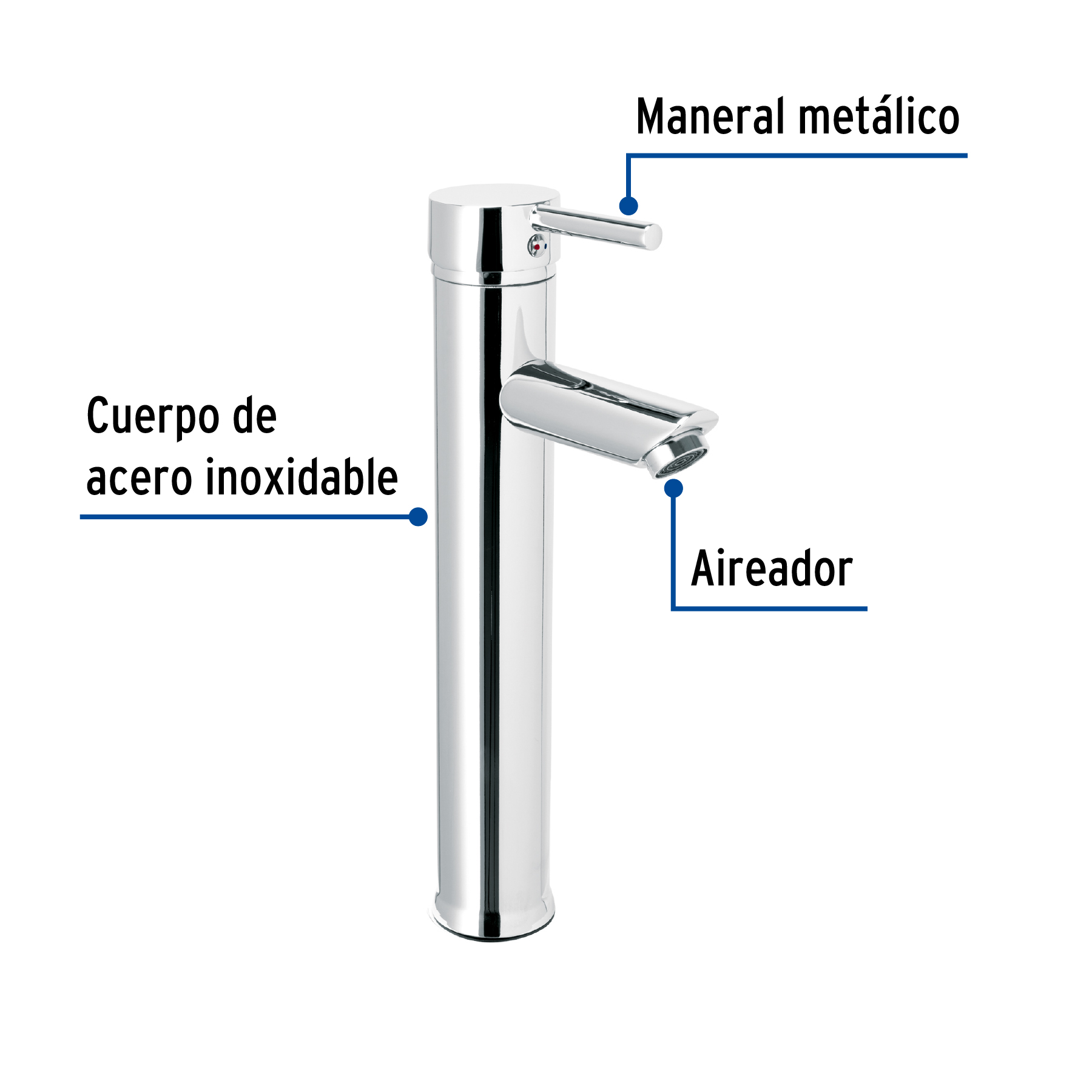 Monomando alto cromo para lavabo, Foset Tubig, 47793 - TBM-47