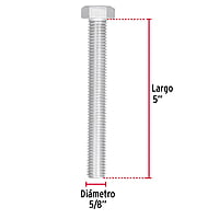 Bolsa con 6 tornillos 5/8' x 5' tipo máquina - TORM-5/8X5 / 44692