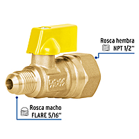 Válvula de control para gas de latón, 5/16' x 1/2' - VG-554-N / 41060 Válvula de control para gas de latón, 5/16' x 1/2' - VG-554-N / 41060