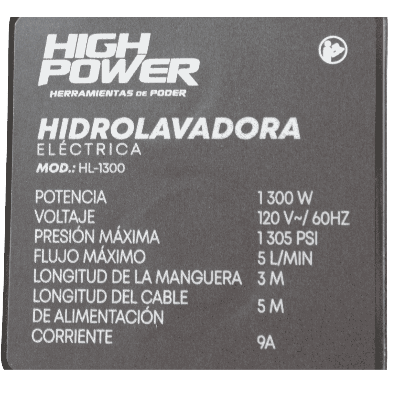 Hidrolavadora Electrica 1305 PSI HEAVY DUTY - HIGHL-1300 Hidrolavadora Electrica 1305 PSI HEAVY DUTY - HIGHL-1300