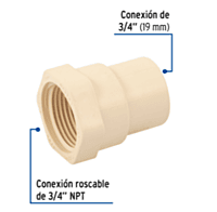 Adaptador Hembra de CPVC 3/4' - CPVC-602 / 45105