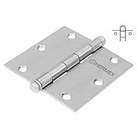 Bisagra cuadrada 2-1/2', acero cromo mate, redonda - BC-253R / 43255 Bisagra cuadrada 2-1/2', acero cromo mate, redonda - BC-253R / 43255