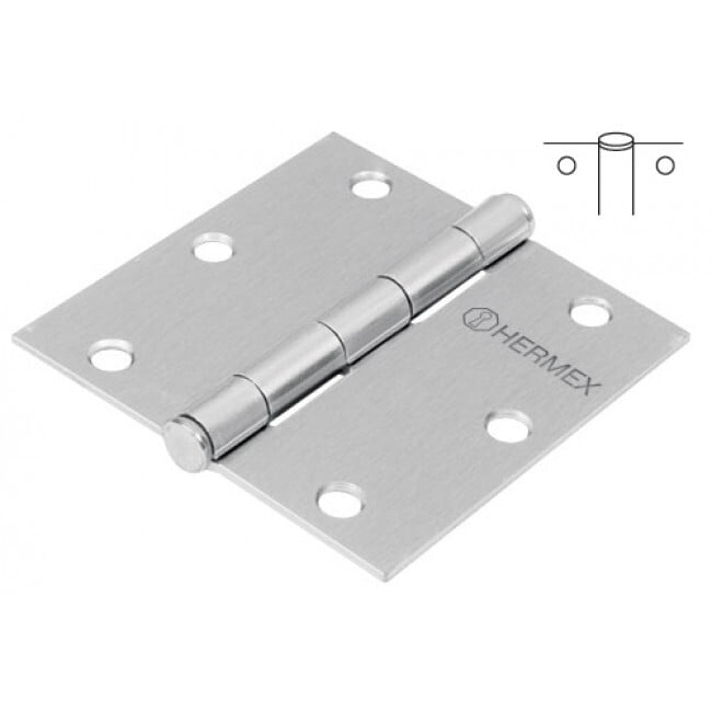 Bisagra cuadrada 3-1/2', acero cromo mate, plana - BC-353P / 43262 Bisagra cuadrada 3-1/2', acero cromo mate, plana - BC-353P / 43262