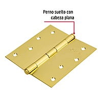 Bisagra cuadrada, 4', acero latonado, plana, Hermex Basic - BC-401PP / 23686