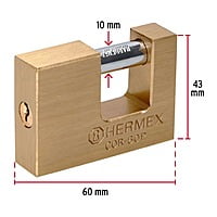 Candado antipalanca, 60mm, cuerpo de latón, Hermex Basic - COR-60P / 22518