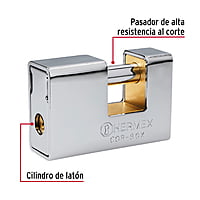 Candado antipalanca, 80mm, blindado, llave tetra - COR-80X / 43373