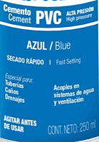 Cemento azul para PVC, hasta 12', bote 250 ml - PPVCA-250 / 42026 Cemento azul para PVC, hasta 12', bote 250 ml - PPVCA-250 / 42026