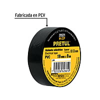 Cinta de aislar de 9 m x 19 mm, negra, Pretul - M-22P / 20521
