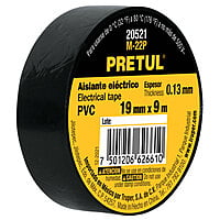 Cinta de aislar de 9 m x 19 mm, negra, Pretul - M-22P / 20521