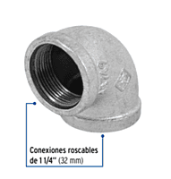Codo 90°, acero galvanizado, 1-1/4' - CG-504 / 48749