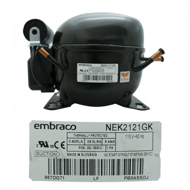 COMPRESOR HERMETICO EMBRACO 1/3 HP R404A LBP 115/1 - NEK2121GK COMPRESOR HERMETICO EMBRACO 1/3 HP R404A LBP 115/1 - NEK2121GK