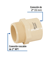 Conector macho CPVC 2' - CPVC-616 / 48955 Conector macho CPVC 2' - CPVC-616 / 48955