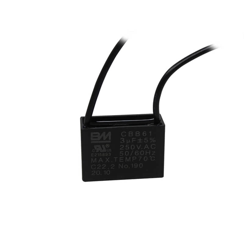 Capacitor de Trabajo Cuadrado para Ventilador con Cables 3UF, 250V Capacitor de Trabajo Cuadrado para Ventilador con Cables 3UF, 250V