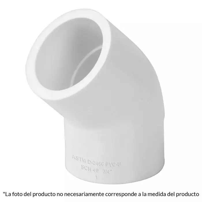 Codo de PVC, 1/2 Pulgada, 45° Grados - CODPVC1/2-45 Codo de PVC, 1/2 Pulgada, 45° Grados - CODPVC1/2-45