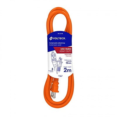 Extensión eléctrica uso rudo, 2 m, calibre 16, Volteck - ER-2X16 / 48042