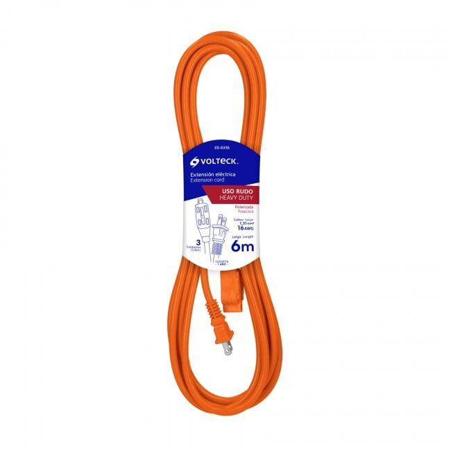 Extensión eléctrica uso rudo, 6 m, calibre 16, Volteck - ER-6X16 / 48044 Extensión eléctrica uso rudo, 6 m, calibre 16, Volteck - ER-6X16 / 48044