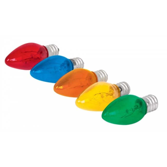 Focos incandescentes de colores, base E12, 7.5 watts, 50pzas - FI-50C / 46822