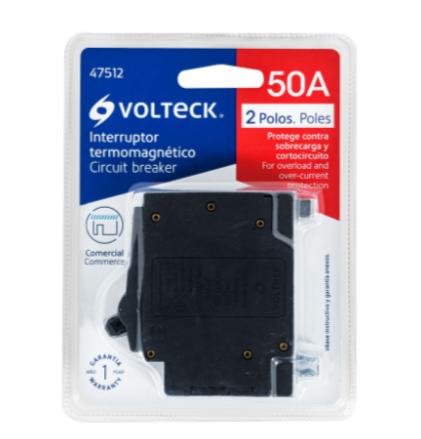 Interruptor termomagnético 2 polos 50 A, Volteck - IT-250 / 47512