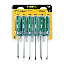 Juego de 6 desarmadores Torx mango de PVC, Pretul 27192