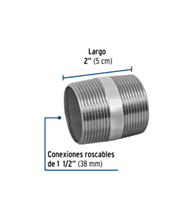 Niple, acero galvanizado, 1-1/2 x 2', cedula 40 - CG-436 / 48835 Niple, acero galvanizado, 1-1/2 x 2', cedula 40 - CG-436 / 48835