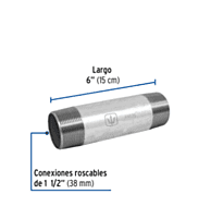 Niple, acero galvanizado, 1-1/2 x 6', cedula 40 - CG-439 / 48838 Niple, acero galvanizado, 1-1/2 x 6', cedula 40 - CG-439 / 48838