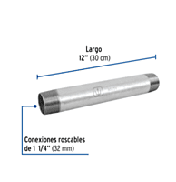 Niple, acero galvanizado, 1-1/4 x 12', cedula 40 - CG-435 / 48834 Niple, acero galvanizado, 1-1/4 x 12', cedula 40 - CG-435 / 48834