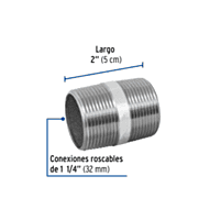 Niple, acero galvanizado, 1-1/4 x 2', cedula 40 - CG-429 / 48828 Niple, acero galvanizado, 1-1/4 x 2', cedula 40 - CG-429 / 48828