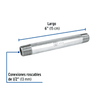 Niple, acero galvanizado, 1/2 x 35', cedula 40 - CG-424 / 48823