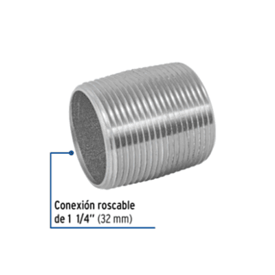 Niple, acero galvanizado, cuerda corrida, 1-1/4' - CG-474 / 48789