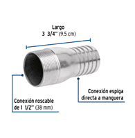 Niple galvanizado tipo botella, 1-1/2' - CG-484 / 48179 Niple galvanizado tipo botella, 1-1/2' - CG-484 / 48179