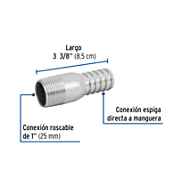 Niple galvanizado tipo botella, 1' - CG-482 / 48177 Niple galvanizado tipo botella, 1' - CG-482 / 48177