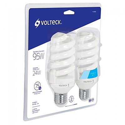 Pack 2 lámparas espiral T4 24 W luz de día, blíster, Volteck - F-24EX2 / 46850