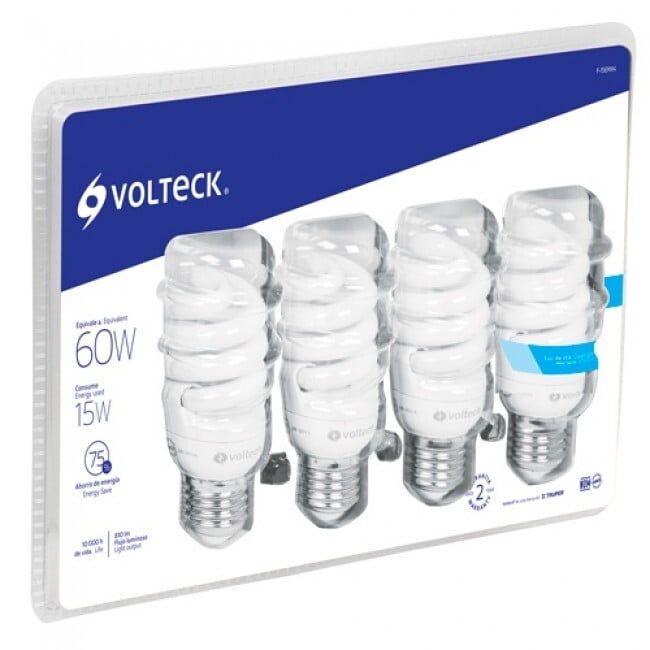 Pack de 4 lámparas espiral mini T2 15 W luz de día, en caja - F-15EMX4 / 48509